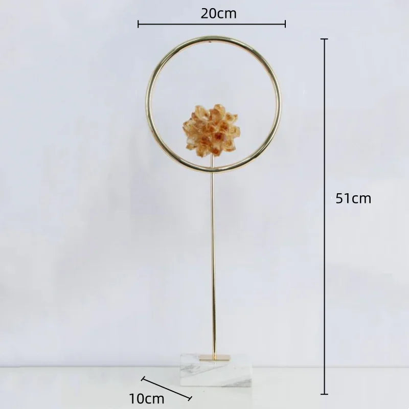 Afralia™ Metal Crystal Pendant Ring Sculpture Geometric Figurine Decoration