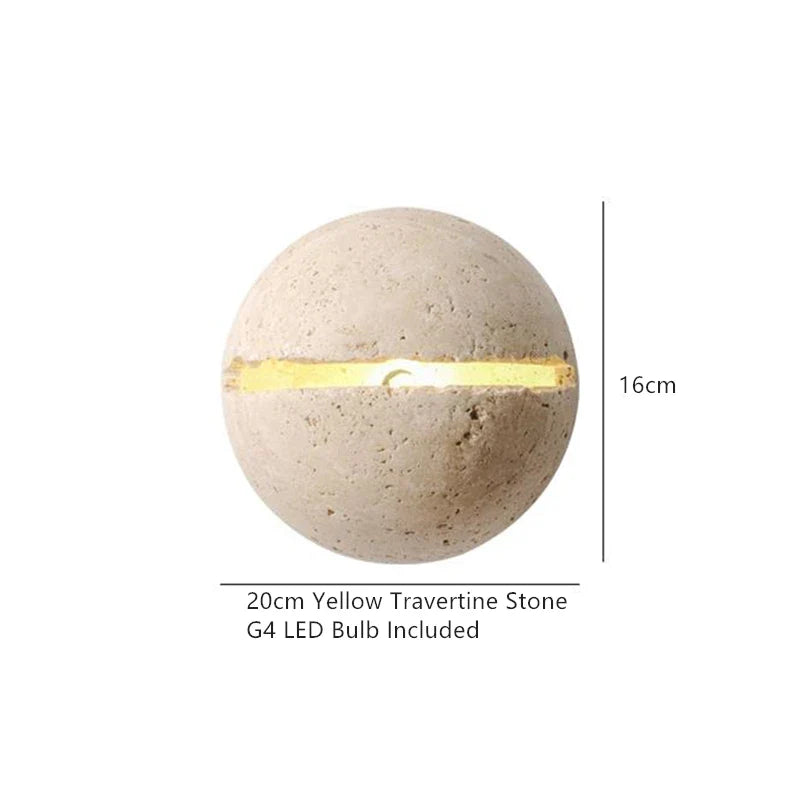 Afralia™ Yellow Travertine Glass LED Wall Lamp - Wabi-Sabi Style