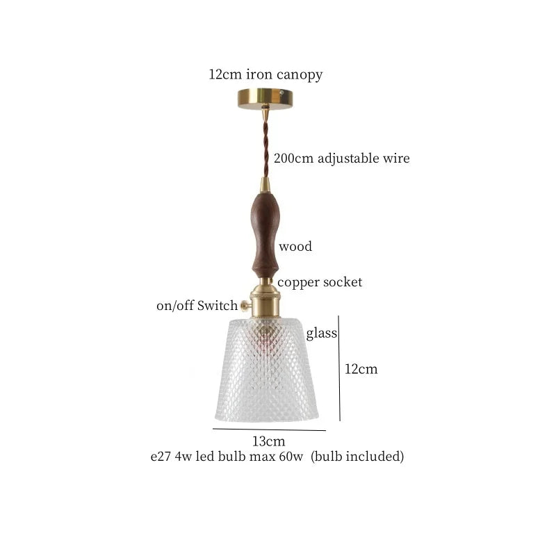 Afralia™ Amber Glass LED Hanging Lamp Japanese Vintage Pendant Lights for Bar Loft