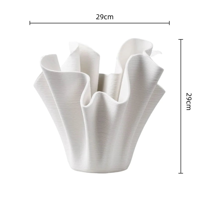 Afralia™ Geometric Pleated Ceramic Flowerpot & Vase Set for Home Decor