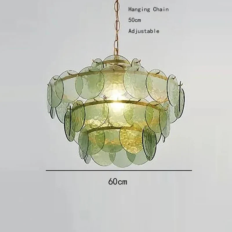 Afralia™ Modern Glass Piece Chandelier for Living Room, Green Amber Clear Lighting Fixtures