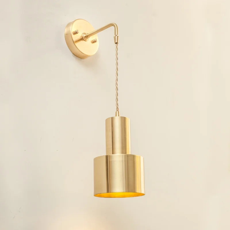 Afralia™ Nordic Copper LED Wall Lamp Pull Chain Switch Wandlamp