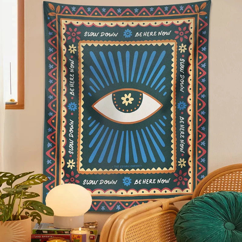 Afralia™ Retro Eye Tapestry Wall Hanging Hippie Boho Decor Witchcraft Tapestries