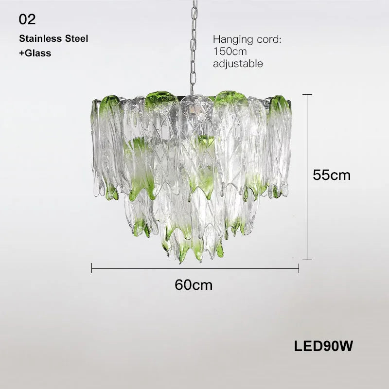 Afralia™ Green Glass Luxury Chandeliers for Elegant Living Room