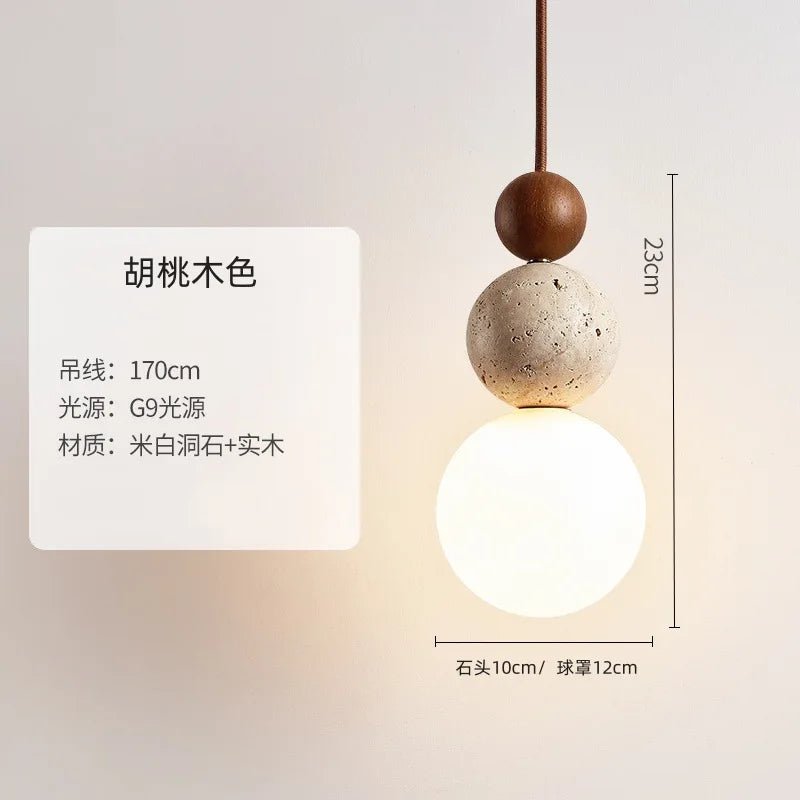 Afralia™ Travertine Stone Pendant Chandelier for Bedroom and Dining Room