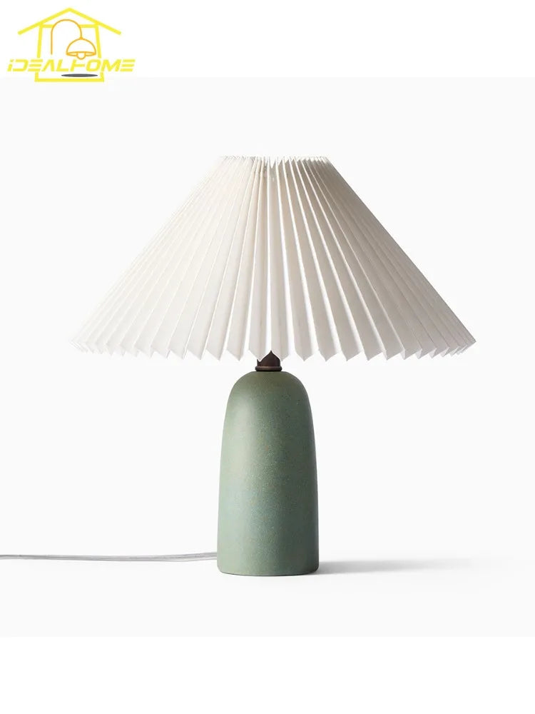 Afralia™ Pleated Ceramic Table Lamp LED E27 Nordic Design Minimalist Modern Light
