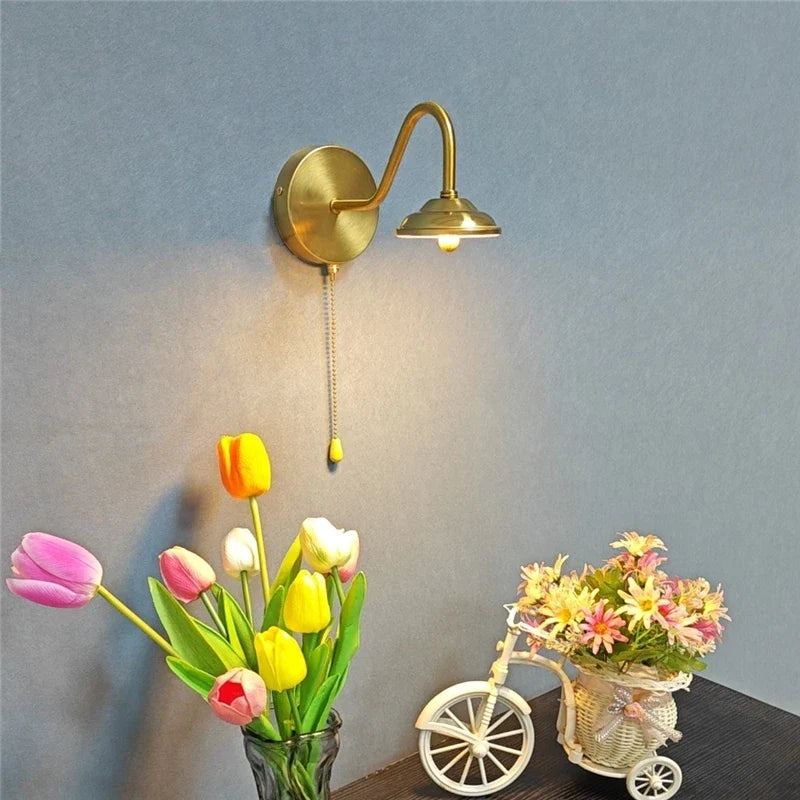 Afralia™ Modern Golden Curved Wall Sconce LED Light for Bedroom - Nordic Home Decor