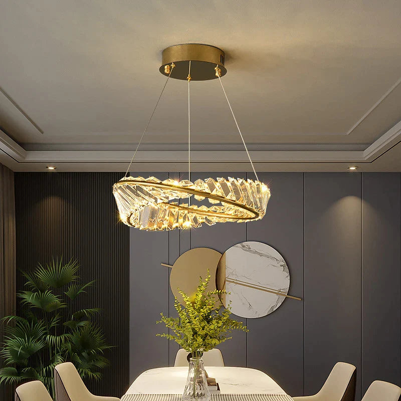 Afralia™ Luxury Crystal LED Chandeliers Stainless Steel Pendant Lighting Fixtures