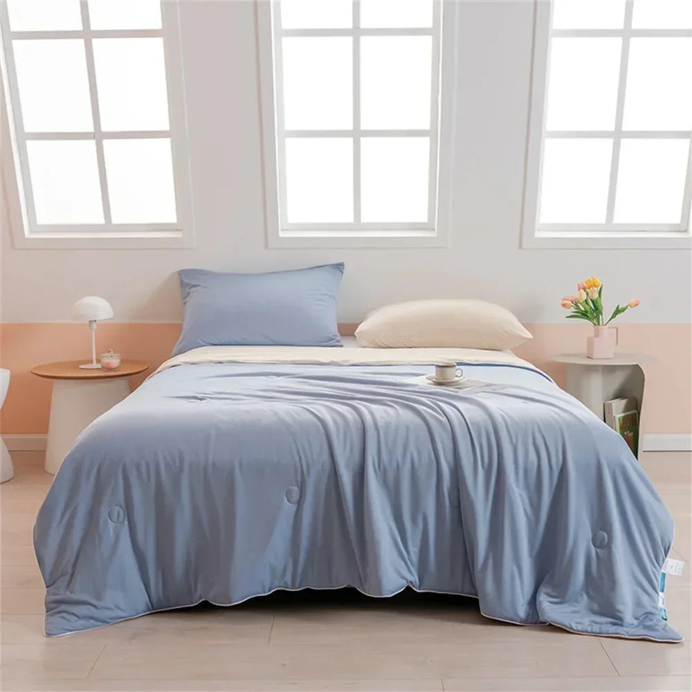 Afralia™ Lightweight Cool Quilt Summer Throws in Solid Colors Twin Queen Size