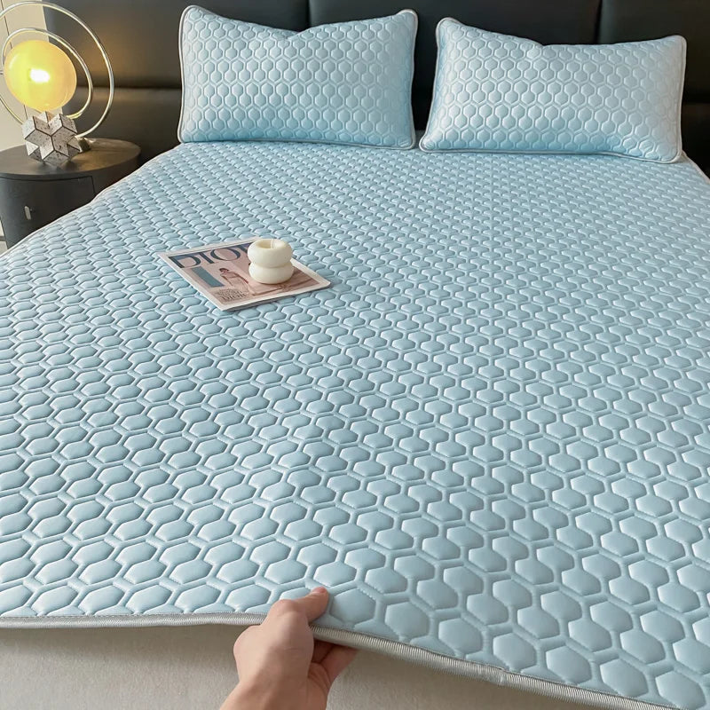 Afralia™ Cool Latex Filled Bed Sheet Set with Ice Silk Cooling Mat & Pillowcases