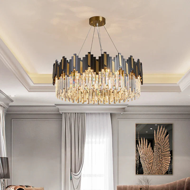 Afralia™ Crystal LED Chandelier with Remote Control for Home Living Room Kitchen Lighting
