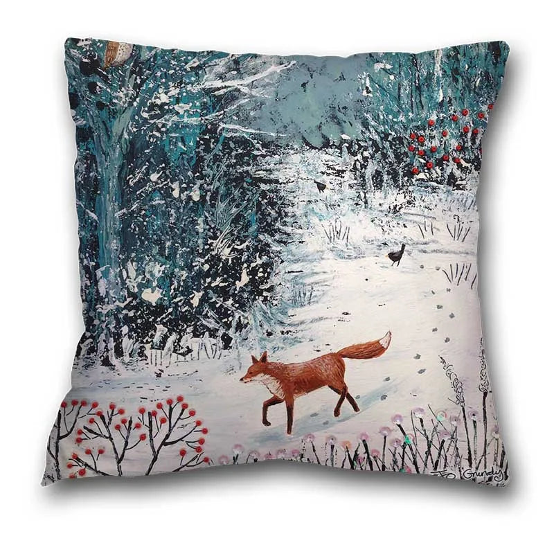 Afralia™ Snow Forest Deer Xmas Pillow Case | Home Sofa Decor Short Plush Cover