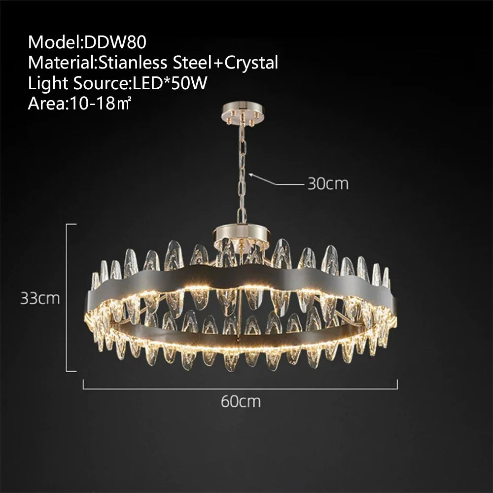 Afralia™ Modern Crystal Chandelier: Long Gold LED Luxury Suspension Lamps