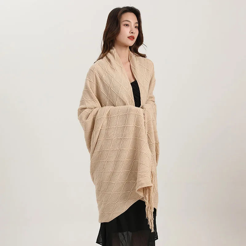 Afralia™ Knitted Diamond Blanket: Versatile Solid Shawl for Home, Office, Travel