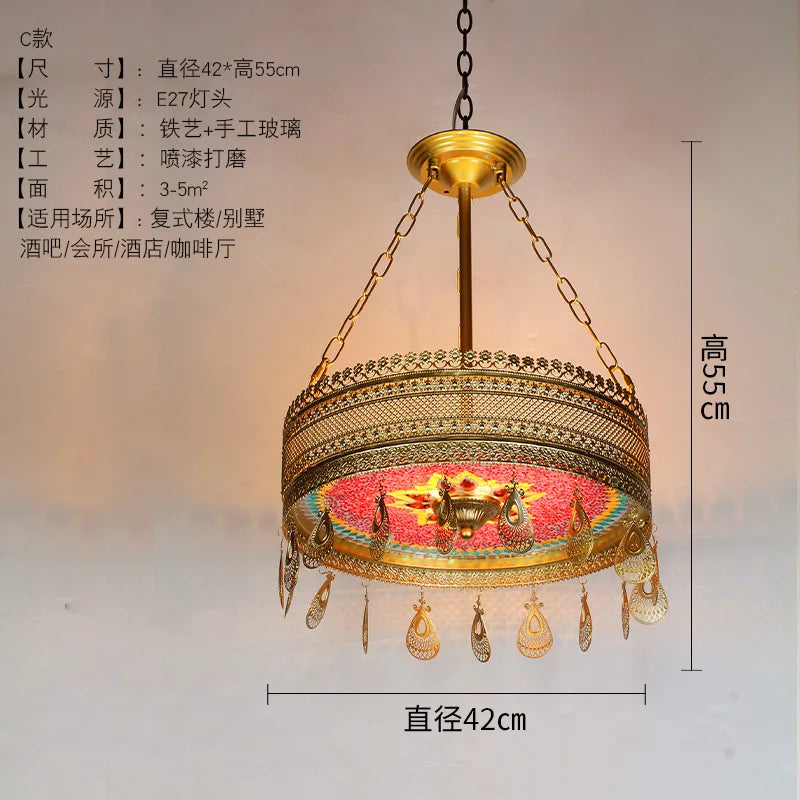 Afralia™ Bohemian Exotic Stained Glass Pendant Lights LED E27 for Home Decor & Dining