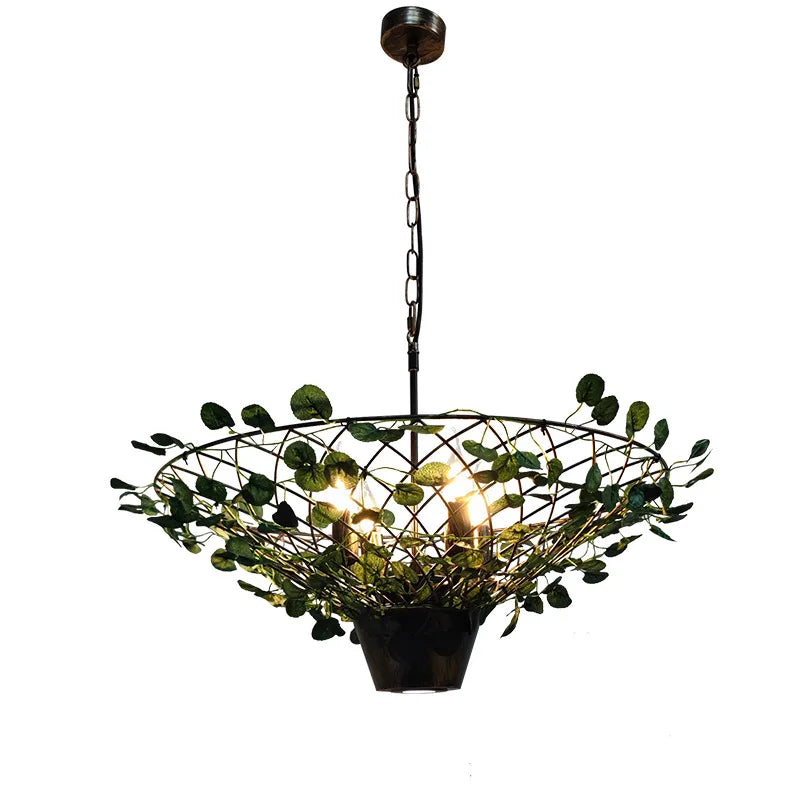 Afralia™ Industrial Barbecue Restaurant Plant Light - Round Table Decorative Pendant