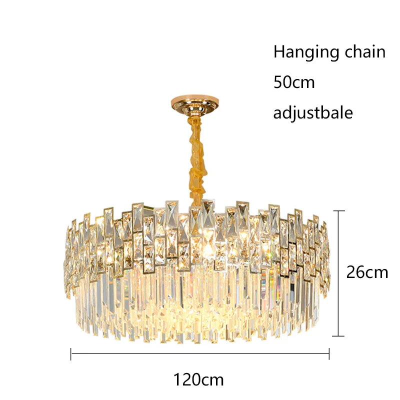 Afralia™ Gold Black Crystal LED Chandelier, Round Oval Living Room Ceiling Light