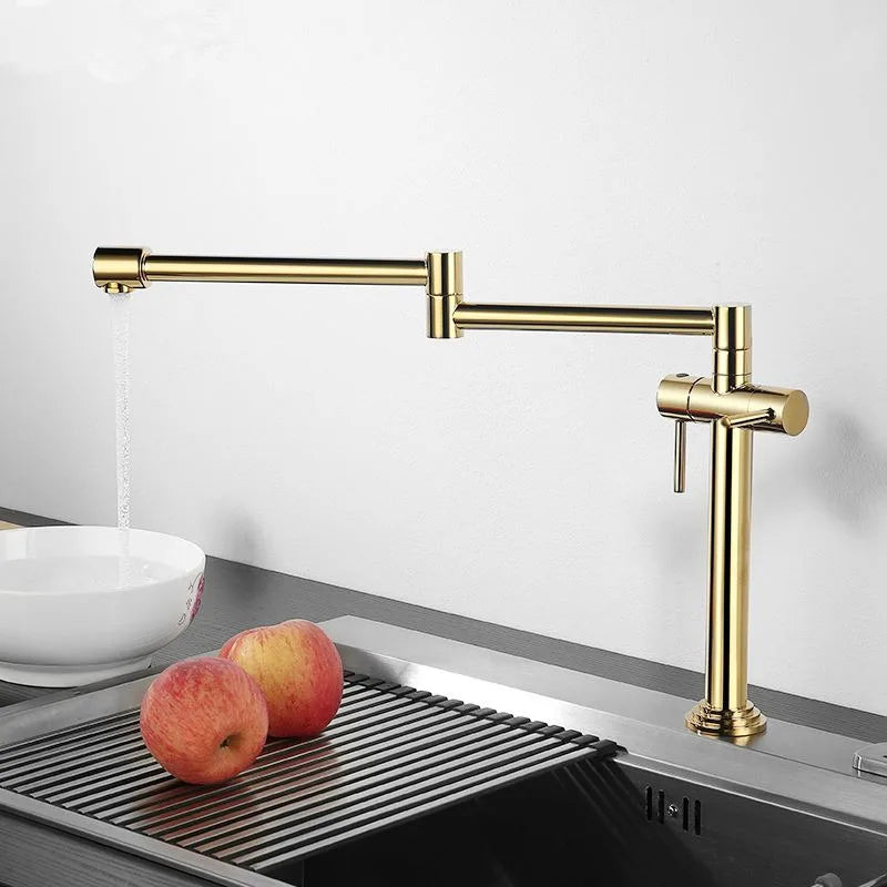 Afralia™ Solid Brass Kitchen Faucet with Rotating Crane for Deck Mounted Sink Mixer