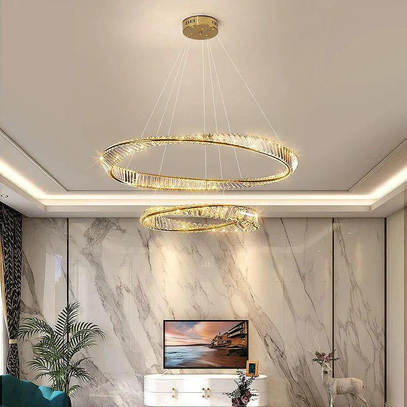 Afralia™ Crystal Chandelier: Modern Circular LED Lighting for Luxurious Living Room, Bedroom, Dining Room