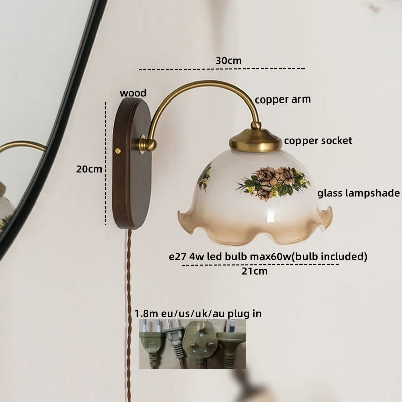 Afralia™ Iron Glass LED Wall Lights Modern Bedside Lamp 4w Bulb for Bathroom Bedroom Living Room