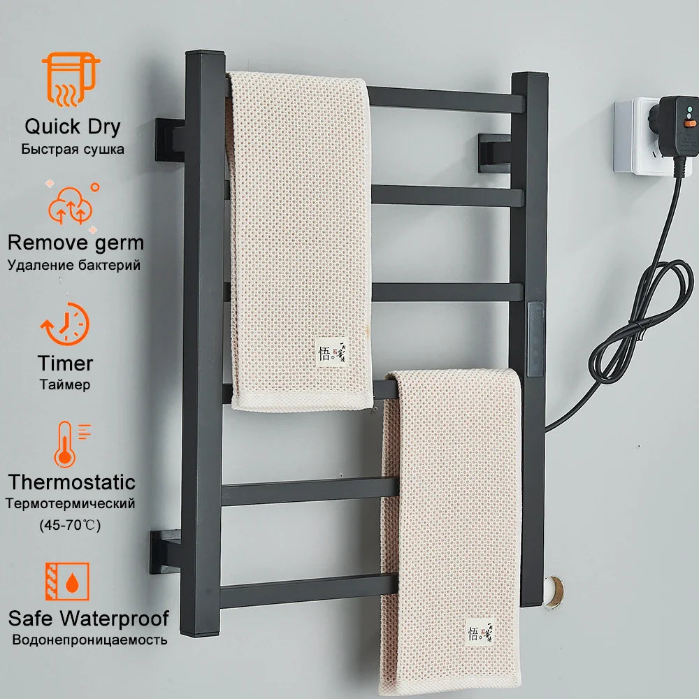 Afralia™ Stainless Steel Towel Rack with Digital Display and Thermostatic Dryer