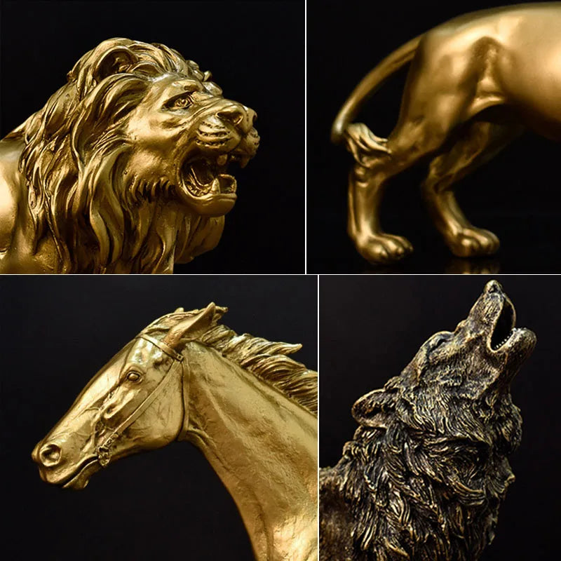 Afralia™ Wolf Lion Horse Resin Miniatures for Home Office Decor