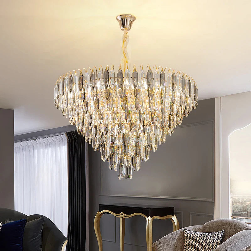 Afralia™ Crystal Chandelier: Elegant Small Duplex Living Room Loft Hotel Lobby Staircase Lighting