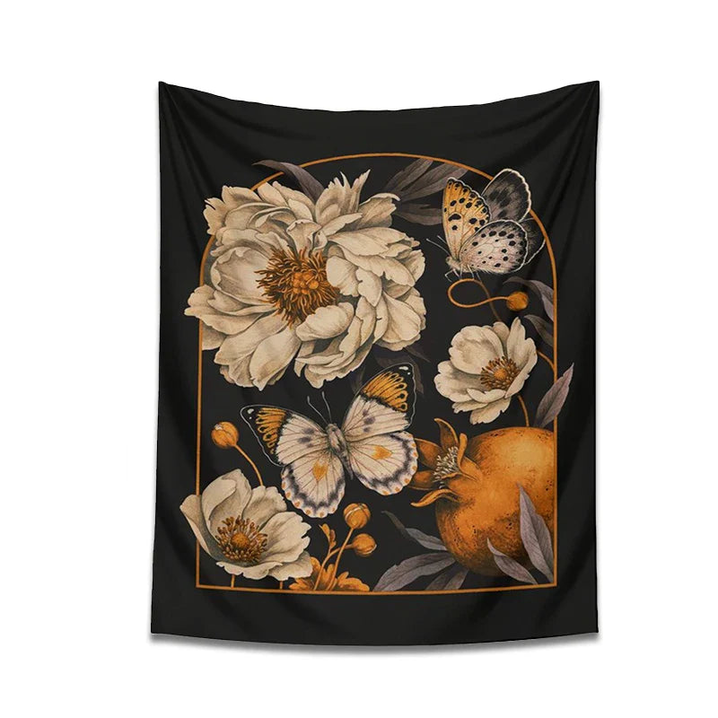 Afralia™ Butterfly Flower Tapestry Wall Hanging - Bohemian Botanical Celestial Floral Decor