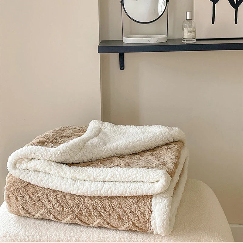 Afralia™ Velvet Fleece Geometric Blanket Cover | Double Sided Jacquard | All Season Blanket