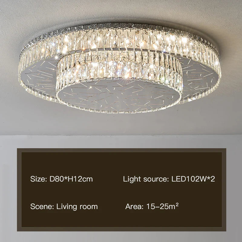 Afralia™ Modern Round LED Chandelier for Living Room, Remote Control Stainless Steel Ceiling Lamp