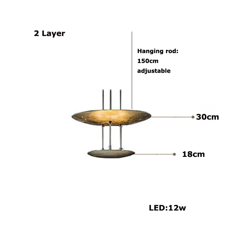 Afralia™ Gold Foil Pendant LED Chandelier, Modern Italian Design for Villas