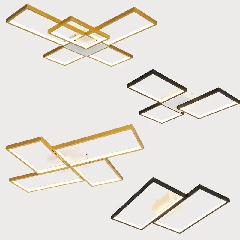 Afralia™ Black LED Chandelier Ceiling Light Remote Control Fixture for Living Room, Bedroom & Kitchen