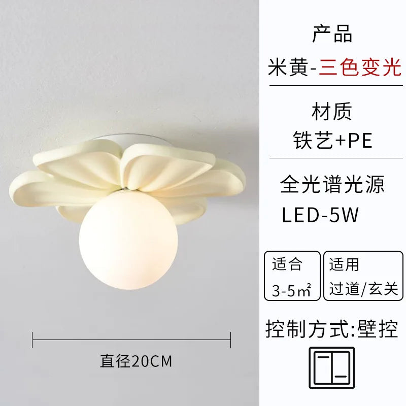 Afralia™ Resin Flower Ceiling Light Green Petals Wall Lamp for Indoor Decor