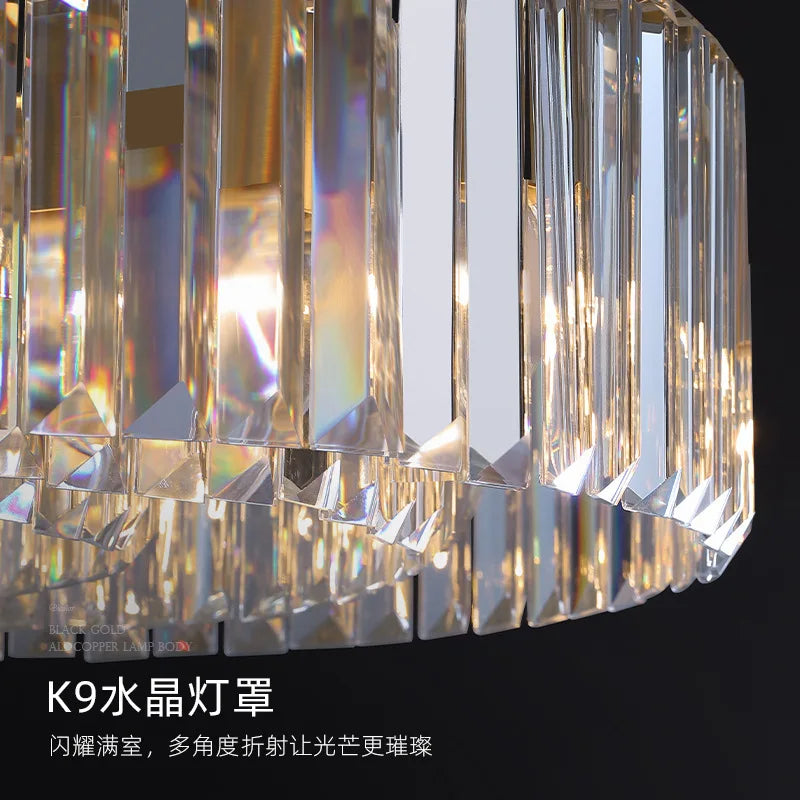 Afralia™ Gold Metal Crystal Pendant Light - Dimmable LED Hanging Lamp