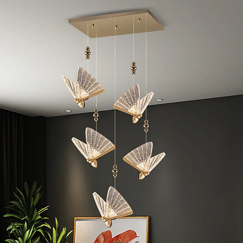 Afralia™ Acrylic Butterfly Chandelier Ceiling Lamp Indoor Lighting
