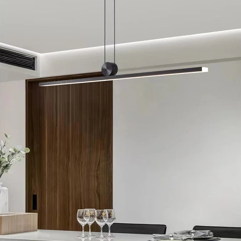 Afralia™ Modern Black Led Pendant Lamp for Dining Table, Minimalist Lighting for Home Decor