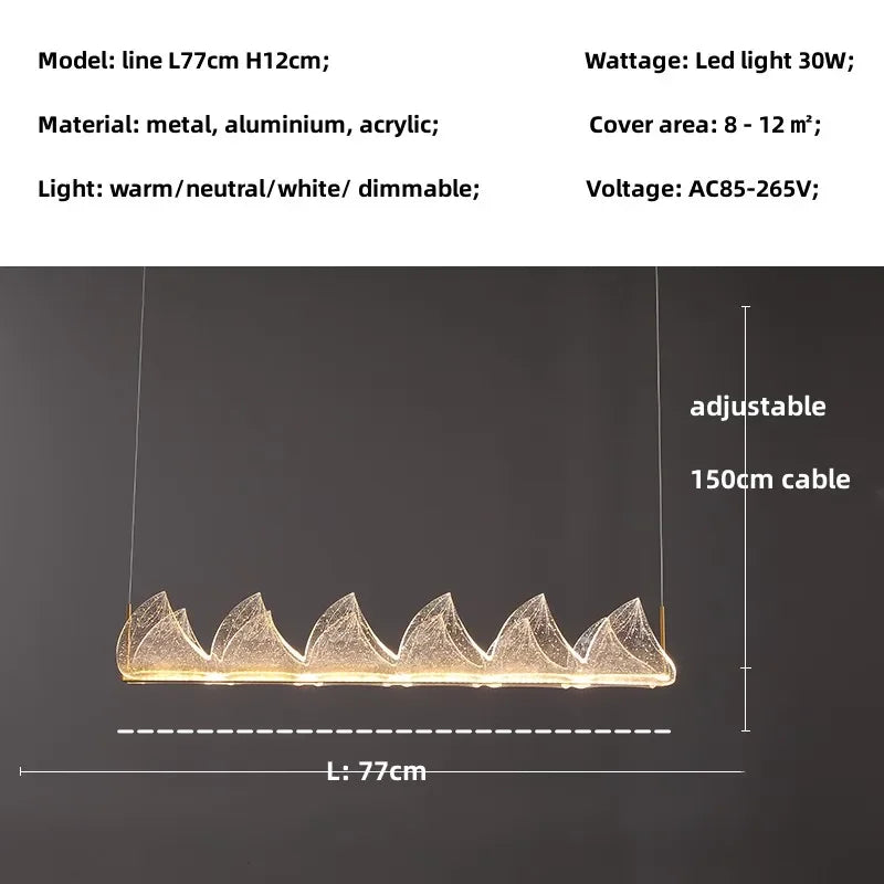 Afralia™ Lotus Acrylic LED Chandelier Gold Suspend Lamp for Living Room Lighting