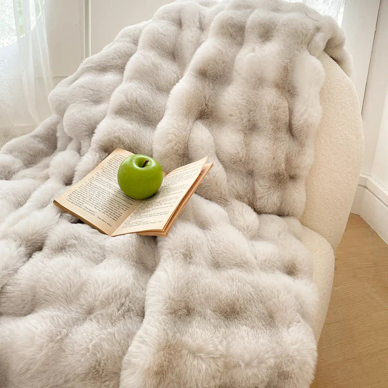 Afralia™ Gradient Pink Double Layer Faux Fur Winter Blanket