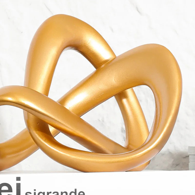 Afralia™ Golden Twisted Dough Rope Knot Ornaments Geometric Line Home Decoration