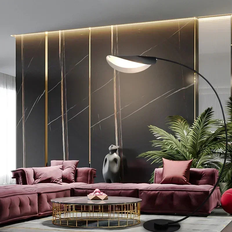 Afralia™ Parabola LED Floor Lamp - Black Standing Light for Living Room Bedroom Study