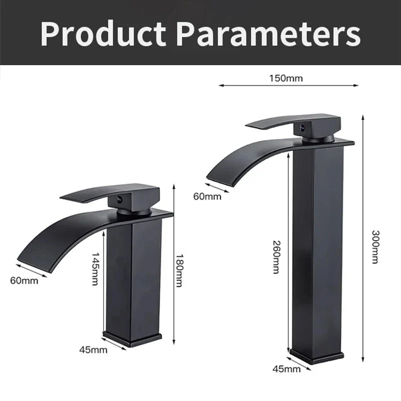 Afralia™ Waterfall Bathroom Faucet Brass Single Lever Hot Cold Mixer Tap