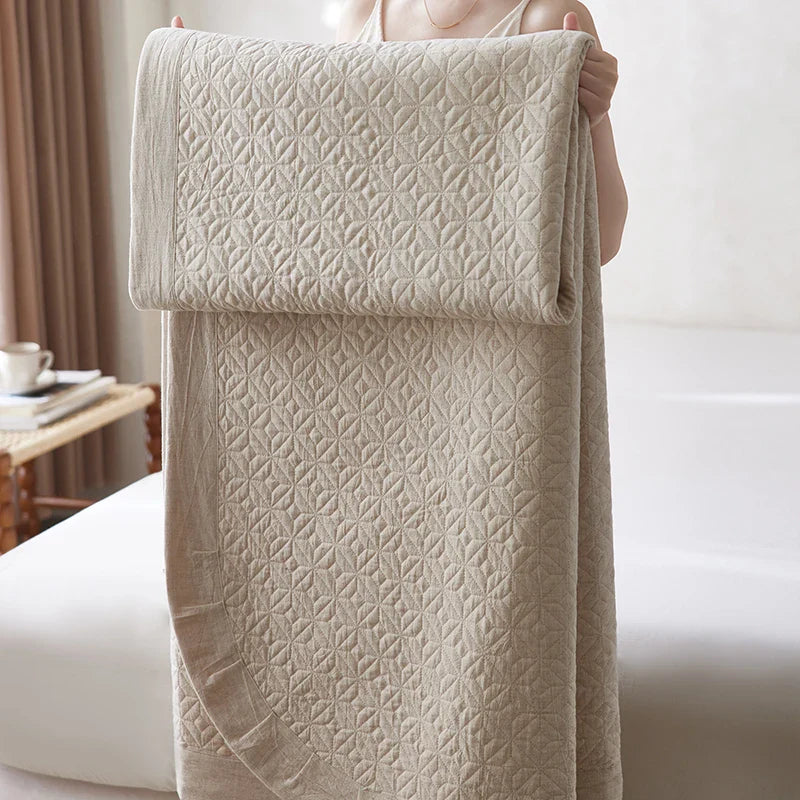 Afralia™ Lyocell Linen Quilted Bedspread - Thin Summer Quilt Blanket