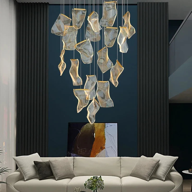 Afralia™ LED Acrylic Chandeliers for Villa Living Room Decor - Ceiling Pendant Light Fixture