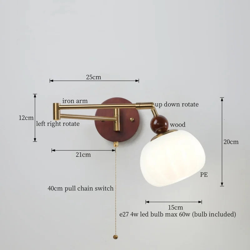 Afralia™ White Pumpkin LED Wall Light Fixture Swing Arm Nordic Modern Wandlamp