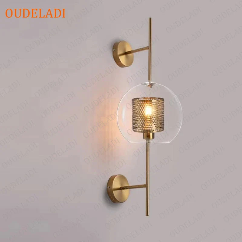 Afralia™ Glass Wall Sconce: Modern Nordic Bedroom Aisle Living Room Indoor Lamp