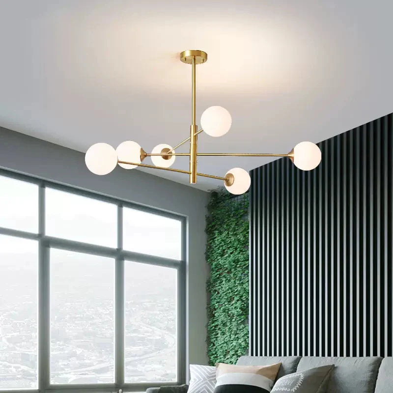 Afralia™ Minimalist Nordic Glass Ceiling Lamp Pendant Light Chandelier for Modern Living Room