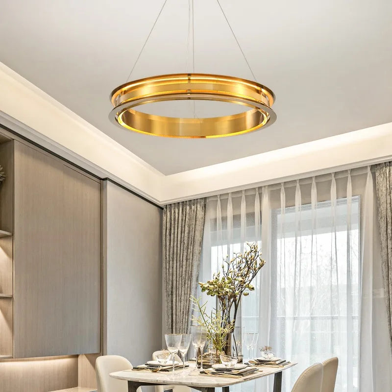 Afralia™ Gold Ring Chandelier: Modern Italian Design for Stylish Living Spaces