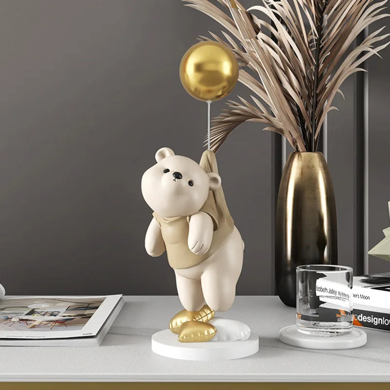 Afralia™ Balloon Polar Bear Resin Ornaments: Home Decor Craft, Office Desk Figurine sculpt