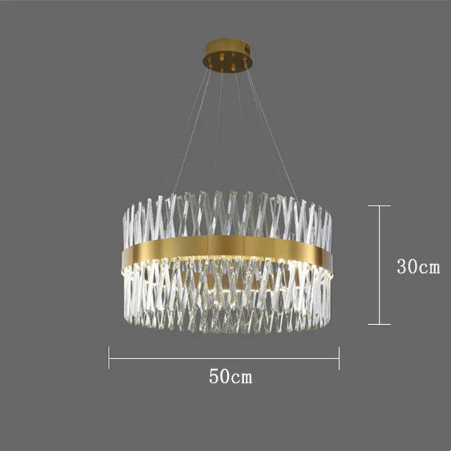 Afralia™ Modern Gold K9 Crystal Ceiling Chandelier for Living Dining Kitchen