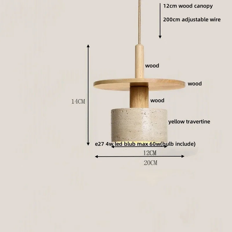 Afralia™ Yellow Travertine Stone Pendant Lights LED Modern Hanging Lamp - Nordic Design